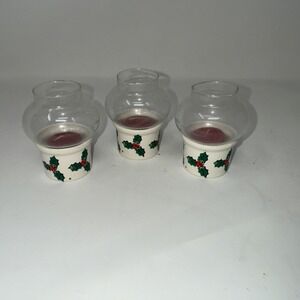 VTG The Love Mug Mini Candle Lantern Set of 3 Christmas Holiday Holly Trinket